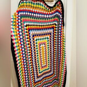 HANDMADE Granny Square Rectangle Colorful Crochet Blanket 60” x 72”